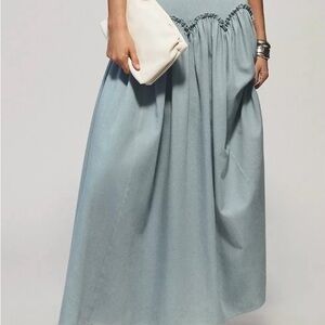 Anthropologie x Mare Mare Light Blue Gathered Waist Maxi Skirt